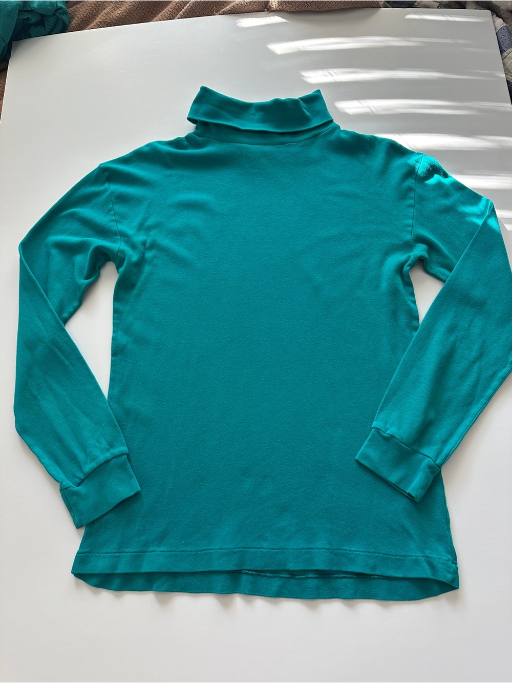 Vintage Eddie Bauer Teal Turtleneck Long Sleeve Cotton Top